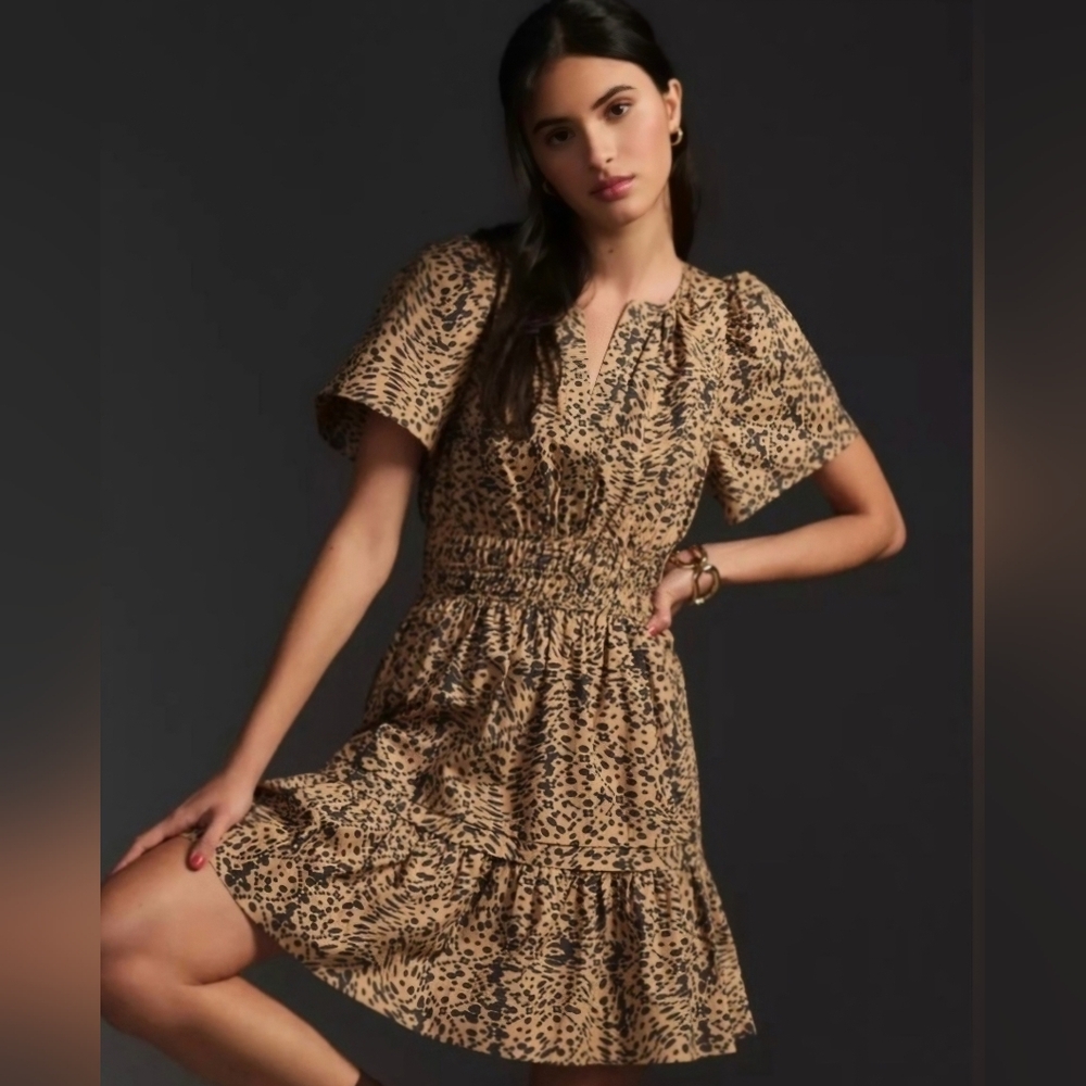 by Anthropologie animal-print dress, size L